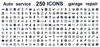 Auto service, car garage 250 isolated icons set - vector